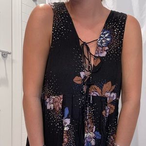 Free People Black & Floral Tunic